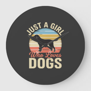 Just a Girl Who Loves Dogs Vintage Dog Lover Large Clock