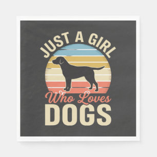 Just a Girl Who Loves Dogs Vintage Dog Lover Napkin