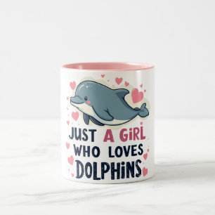 Just a Girl Who Loves Dolphins Two-Tone Coffee Mug