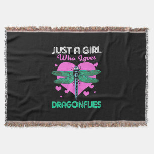 Just A Girl Who Loves Dragonflies Throw Blanket