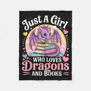 Just A Girl Who Loves Dragons And Books Fantasy Gi Fleece Blanket