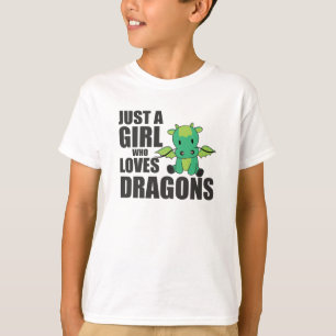 Just A Girl Who Loves Dragons Fantasy Dragon Green T-Shirt