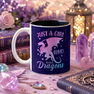 Just A Girl Who Loves Dragons - Fantasy Dragon Two-Tone Coffee Mug