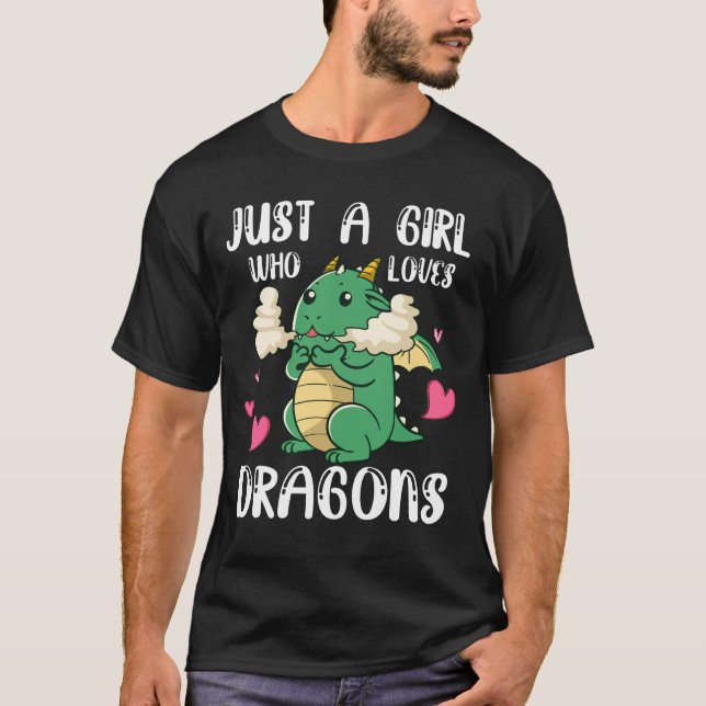Just A Girl Who Loves Dragons Lover Girl Cute Gift T-Shirt (Front)