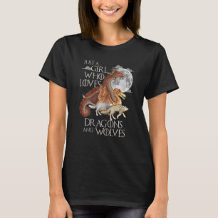 Just A Girl Who Loves Dragons & Wolves Fantasy T-Shirt
