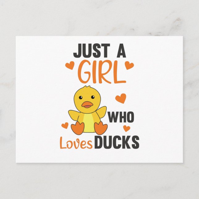 Just A Girl Who Loves Ducks - Cute Animals Duck Postcard (Front)