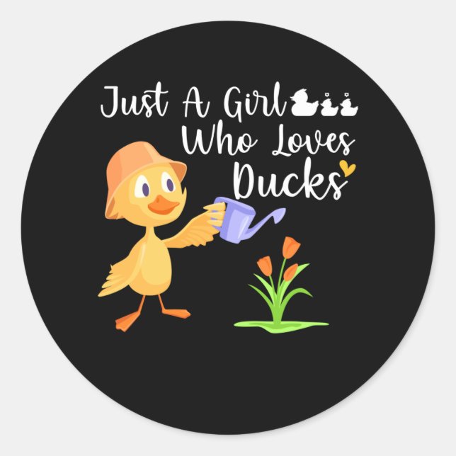 Just a Girl Who Loves Ducks Cute Duck Lover Owner Classic Round Sticker (Front)