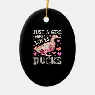 Just A Girl Who Loves Ducks Funny Duck Silhouette Ceramic Tree Decoration
