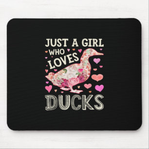 Just A Girl Who Loves Ducks Funny Duck Silhouette Mouse Mat