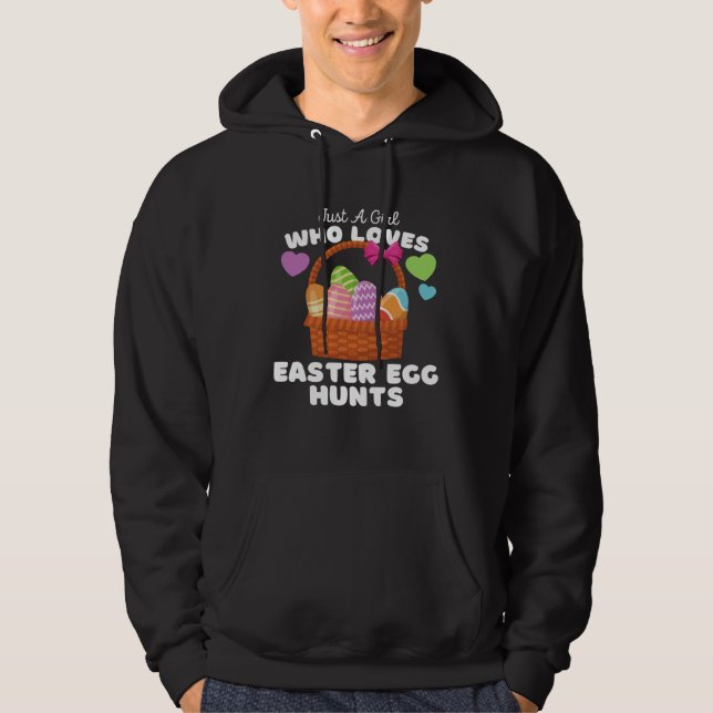 Just A Girl Who Loves Easter Egg Hunts  Cute Girls Hoodie (Front)