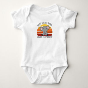 Just A Girl Who Loves Elephants Cute Animals Pink Baby Bodysuit