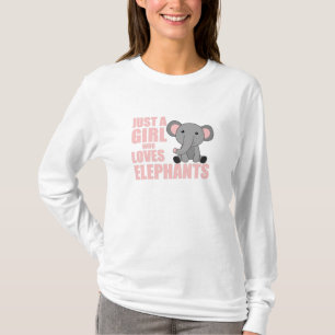 Just A Girl Who Loves Elephants Cute Animals Pink T-Shirt