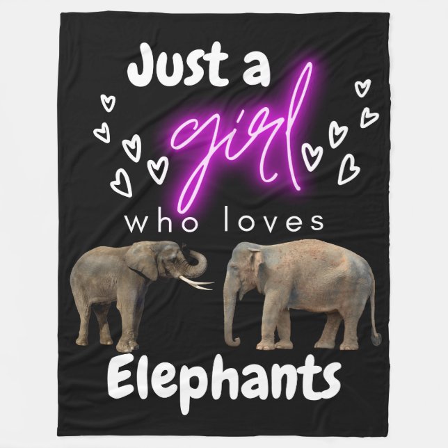Just A Girl Who Loves Elephants Fleece Blanket (Front)
