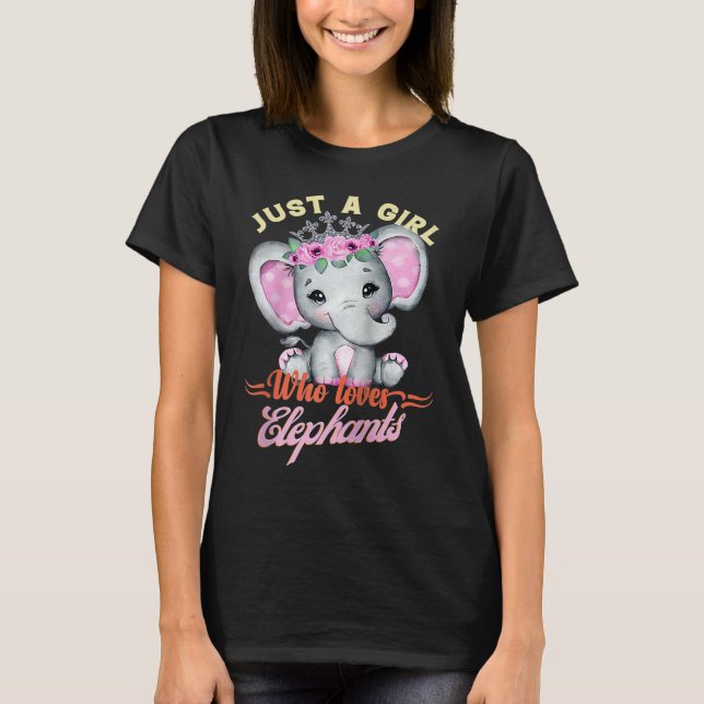 Just A Girl Who Loves Elephants Raglan Baseball T-Shirt (Front)