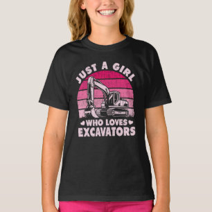 Just A Girl Who Loves Excavators Retro Excavator T-Shirt