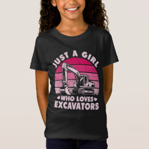 Just A Girl Who Loves Excavators Retro Excavator T-Shirt