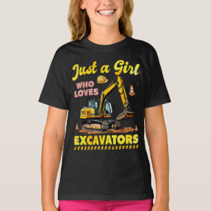 Just A Girl Who Loves Excavators Retro Excavator T-Shirt
