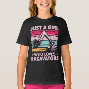 Just A Girl Who Loves Excavators Retro Excavator T-Shirt