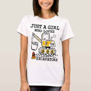 Just A Girl Who Loves Excavators Retro Excavator T-Shirt