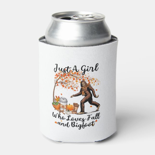 Just A Girl Who Loves Fall And Bigfoot Gift Thanks Can Cooler (Can Front)