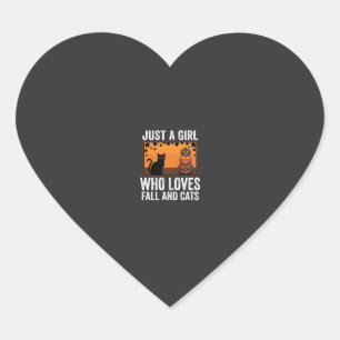 Just a Girl Who Loves Fall and Cats_1 Heart Sticker