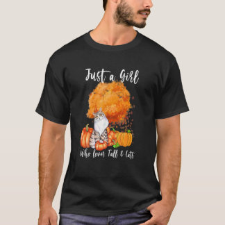 Just A Girl Who Loves Fall And Cats Autumn Season  T-Shirt