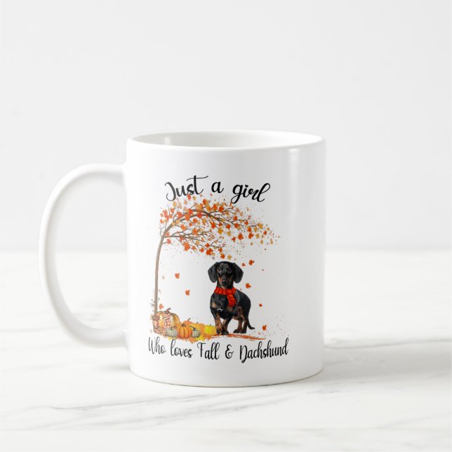 Just A Girl Who Loves Fall And Dachshund Pumpkin S Coffee Mug (Left)