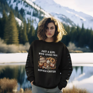 Just a Girl Who Loves Fall Autumn Black & white Sweatshirt