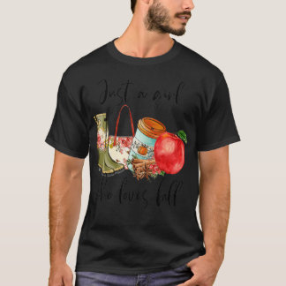 Just A Girl Who Loves Fall Autumn Pumpkin Hallowee T-Shirt