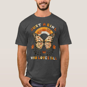 Just A Girl Who Loves Fall Autumn Vintage Rainbow T-Shirt