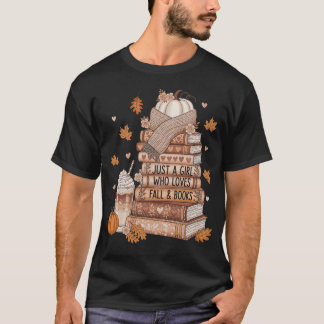 Just A Girl Who Loves Fall & Book Autumn Reading T-Shirt