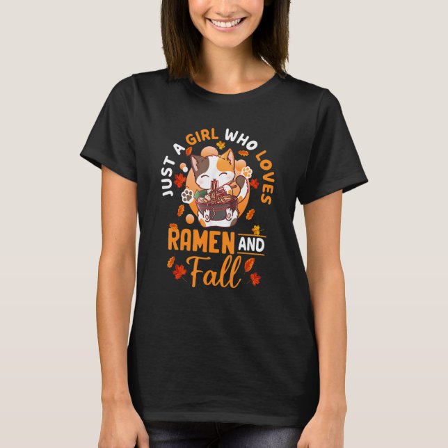 Just A Girl Who Loves Fall & Cat Pumpkin Spice Lat T-Shirt (Front)