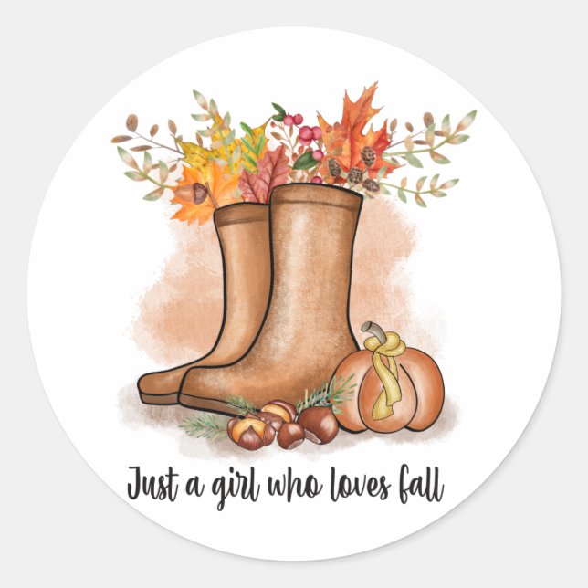 Just a girl who loves fall classic round sticker (Front)
