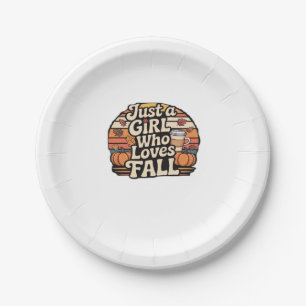 Just A Girl Who Loves Fall Classic T-Shirt.png Paper Plate