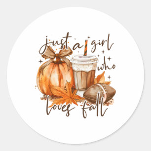 Just A Girl Who Loves Fall Coquette Pumpkin Season Classic Round Sticker