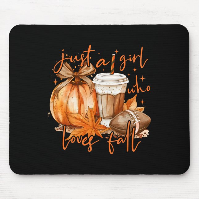 Just A Girl Who Loves Fall Coquette Pumpkin Season Mouse Mat (Front)