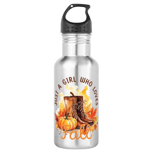 Just A Girl Who Loves Fall – Cosy Autumn Vibes 532 Ml Water Bottle (Front)