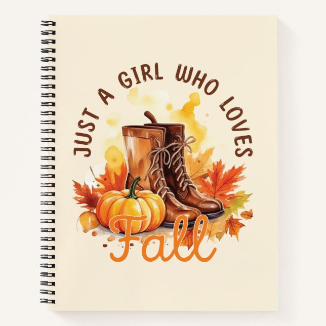 Just A Girl Who Loves Fall – Cosy Autumn Vibes Notebook (Front)