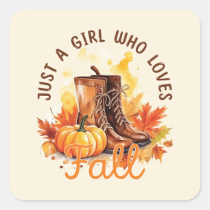 Just A Girl Who Loves Fall – Cosy Autumn Vibes Square Sticker