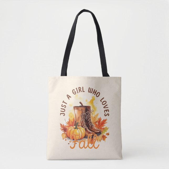 Just A Girl Who Loves Fall – Cosy Autumn Vibes Tote Bag (Front)