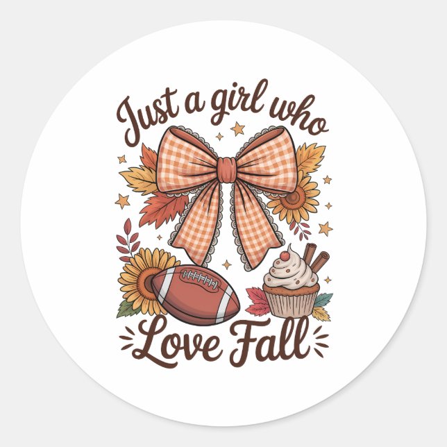 Just a Girl Who loves Fall Cosy Classic Round Sticker (Front)