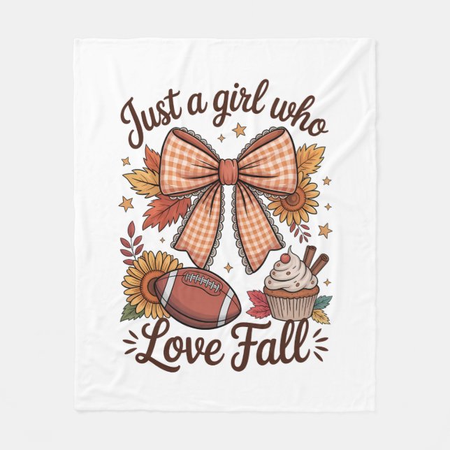 Just a Girl Who loves Fall Cosy Fleece Blanket (Front)
