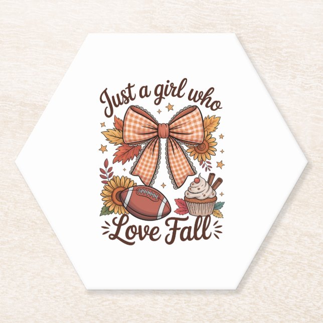 Just a Girl Who loves Fall Cosy Paper Coaster (Front)