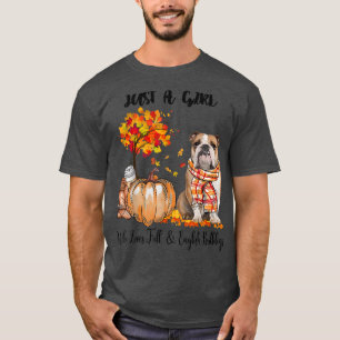Just A Girl Who Loves Fall English Bulldog Pumpkin T-Shirt