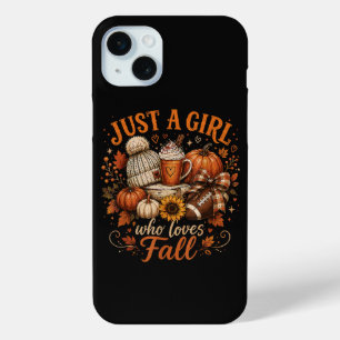 Just A Girl Who Loves Fall Football Pumpkin Spice iPhone 15 Mini Case
