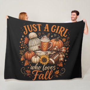 Just A Girl Who Loves Fall Football Pumpkin Spice Fleece Blanket