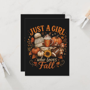 Just A Girl Who Loves Fall Football Pumpkin Spice Invitation