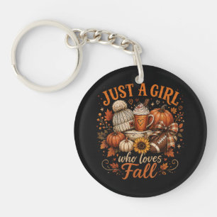 Just A Girl Who Loves Fall Football Pumpkin Spice Key Ring