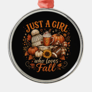 Just A Girl Who Loves Fall Football Pumpkin Spice Metal Tree Decoration