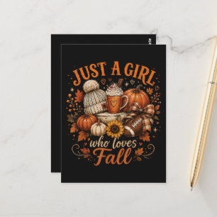 Just A Girl Who Loves Fall Football Pumpkin Spice Postcard